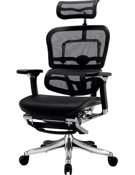 Крісло комп'ютерне ERGOHUMAN PLUS c підставкою для ніг, ергономічне, чорного кольору