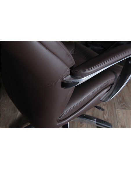 Крісло F181 BRL для керівника, коричневе, шкіряне