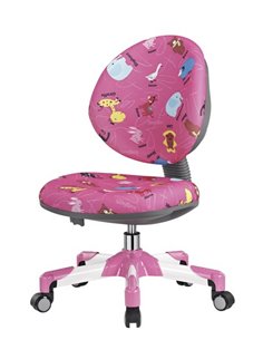 Крісло Mealux Y-120 PN метал білий / оббивка рожева зі звірятами