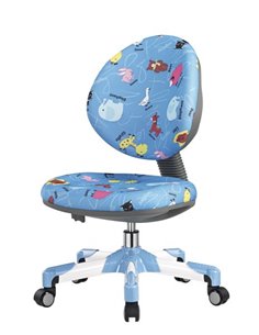 Крісло Mealux Y-120 BN метал білий / оббивка блакитна зі звірятами