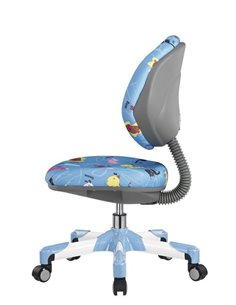 Крісло Mealux Y-120 BN метал білий / оббивка блакитна зі звірятами 2