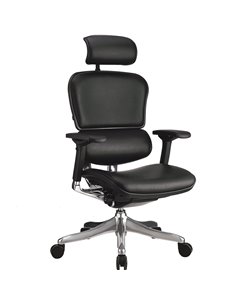 Крісло комп'ютерне ERGOHUMAN PLUS ергономічне, натуральна шкіра чорного кольору